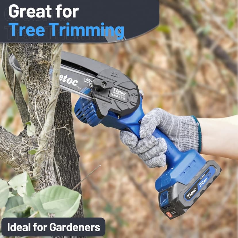 Tietoc Mini Chainsaw 6 Inch Cordless [Ease of Use] Portable Electric Chainsaw, Small Handheld Battery Powered Super Saw for Tree Branches, Unique Gifts Ideas for Men Dad Husband Fathers Him Her Women