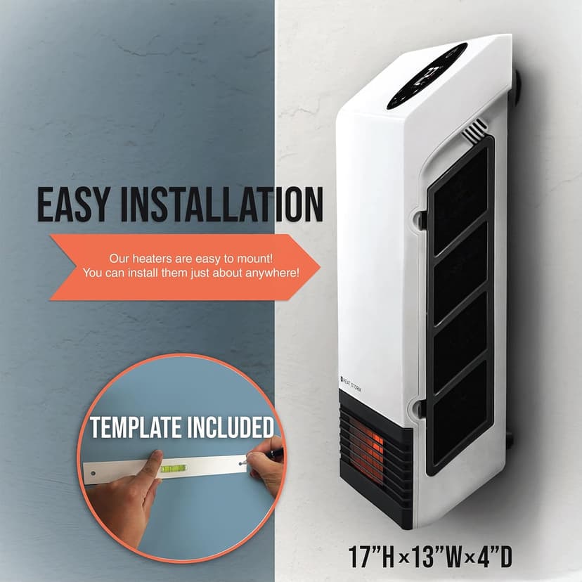 Heat Storm Deluxe Space 1000 Watt Infrared Wall Mount Electric Heater, White