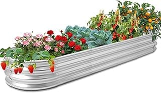 Homdox Raised Garden Bed Kit, Galvanized Raised Planter 8x2x1ft Box Outdoor for Vegetables, Large Bottomless Metal Raised Bed for Gardening, Growing Fruits, Flower etc