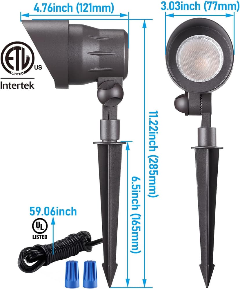 LEONLITE 12-Pack Low Voltage LED Landscape Spotlight, 3000K Warm White, 4W 12V Pathway Lights Outdoor CRI90+, Aluminum Housing Spot Lights for Garden Yard Lighting, ETL Listed, Bronze Finish