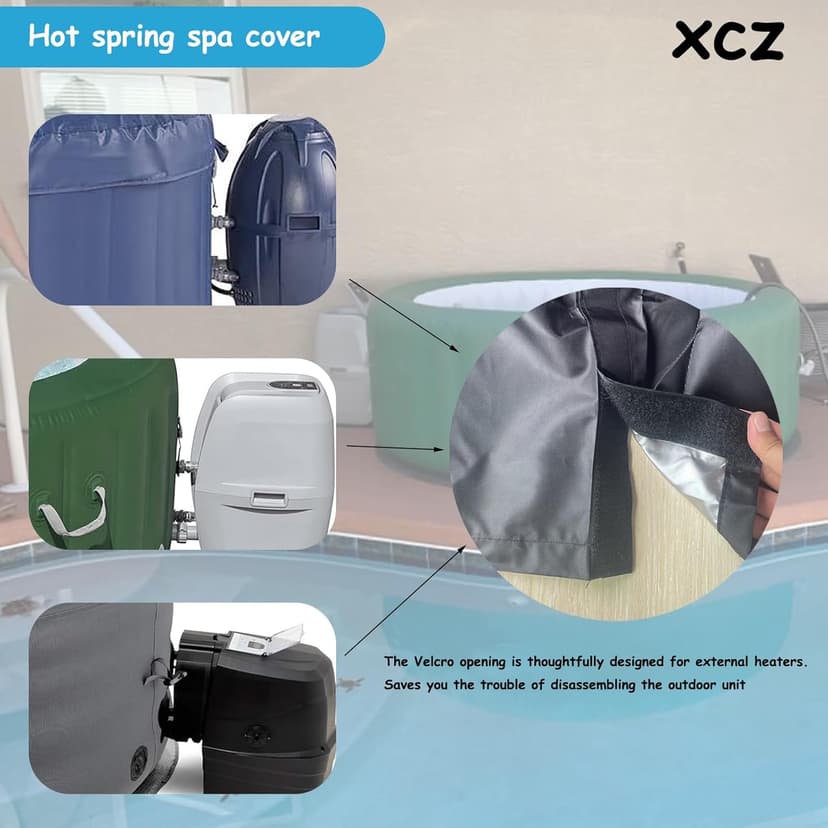 XCZ Portable Hot tub Cover That Completely Covers Inflatable hot tub- Waterproof, Sun Resistant, dust Resistant, 85 "Inflatable Hot tub Spa, Round (Black, Cover only)