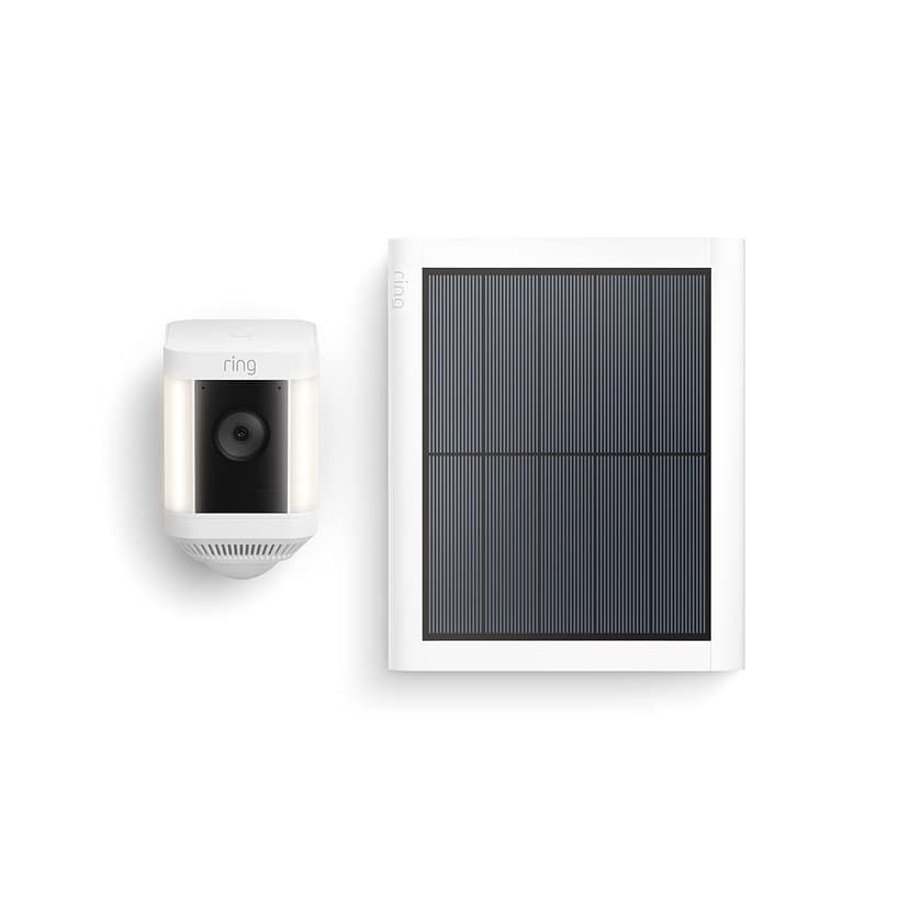 Ring Spotlight Cam Plus, Solar | Two-Way Talk, Color Night Vision, and Security Siren (2022 release) - White