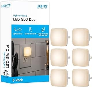 Lights By Night Mini Square LED Night Light, Plug-in, Dusk to Dawn Sensor, Compact, Ambient Lighting, for Kids or Adults, Bedroom, Bathroom, Nursery, Hallway, 6 Pack, 82489