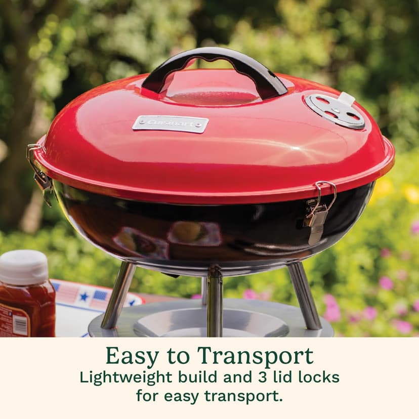 Cuisinart 14" Inch BBQ, 14" x 14" x 15", Portable Charcoal Grill, (Red), CCG-190RB