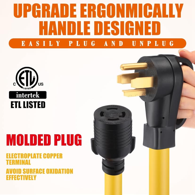4 Prong 30 Amp Dryer Adapter Cord Compatible with NEMA 14-30P to L14-30R, 4 Prong Dryer Outlet to Generator Locking Plug Adapter Generator EV Charger Cord, STW 10 AWG, 1ft