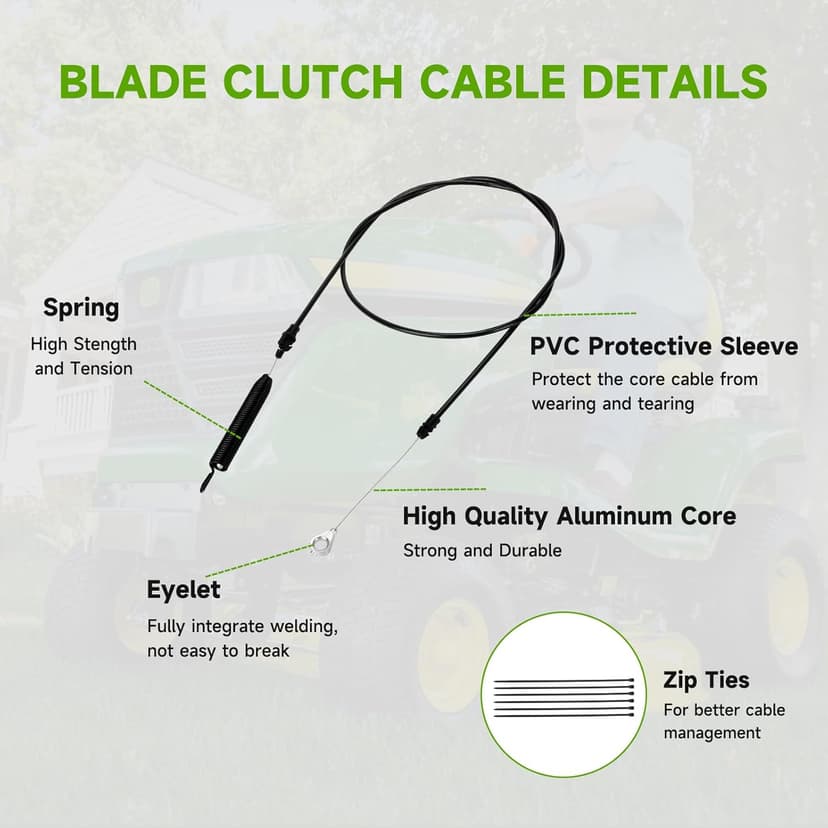 HIAORS 532435111 Deck Engagement Clutch Cable for Craftsman YS4500 YT3000 YT4000 YTS 4000 DYS4500 DLS 3500 Husqvarna Poulan Pro Riding Mower Lawn Tractor Lawnmower Parts 435111 197257 408714 532408714
