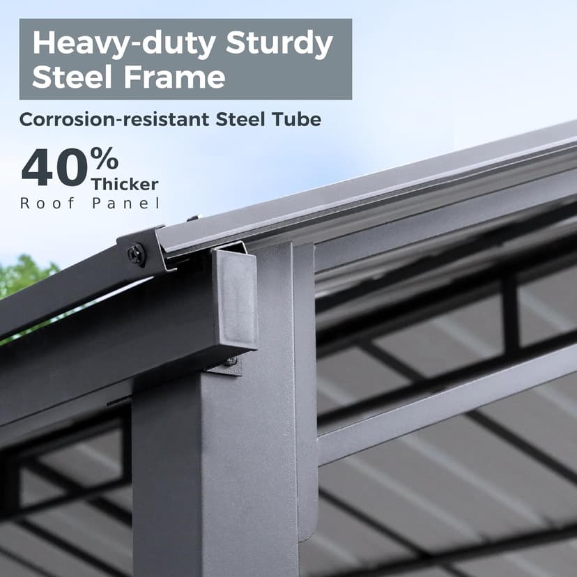GREEN PARTY 10 x 20 ft Metal Carport Kits with Galvanized Steel Roof, Heavy Duty Metal Carport Canopy, Outdoor Car Tent Metal Garage Shelter for Car, SUV, Truck and Boats, Grey
