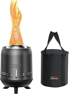 ONLYFIRE OUTDOOR LIVING Tabletop Fireplace with Unique Flame, Portable Fire Pit with Storage Bag for Camping Tailgating Patio Backyard Bonfire, Smokeless Wood Burning Mini Camp Stove 9.5", FP055 Black
