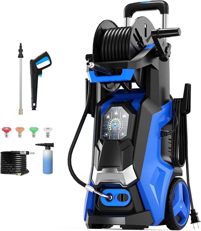 Electric Pressure Washer 5000PSI-Max 3.6GPM Power Washer Touch Screen Adjustable Pressure,4 Nozzles and 500ml Foam Cannon Power Washer Cleaning for Patio