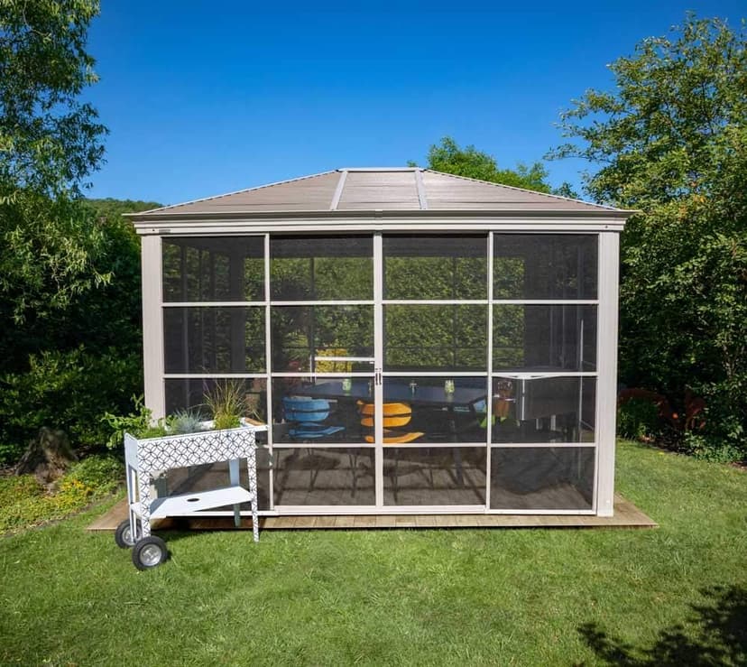 Sojag 10' x 12' Striano Hardtop Gazebo Screen House Outdoor Weather-Resistant Aluminum Frame Sun Shelter