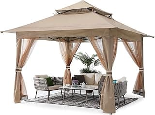 ABCCANOPY Pop Up Gazebo 13x13 - Outdoor Canopy Tent with Mosquito Netting for Patio Garden Backyard (Khaki)