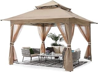 ABCCANOPY Pop Up Gazebo 13x13 - Outdoor Canopy Tent with Mosquito Netting for Patio Garden Backyard (Khaki)