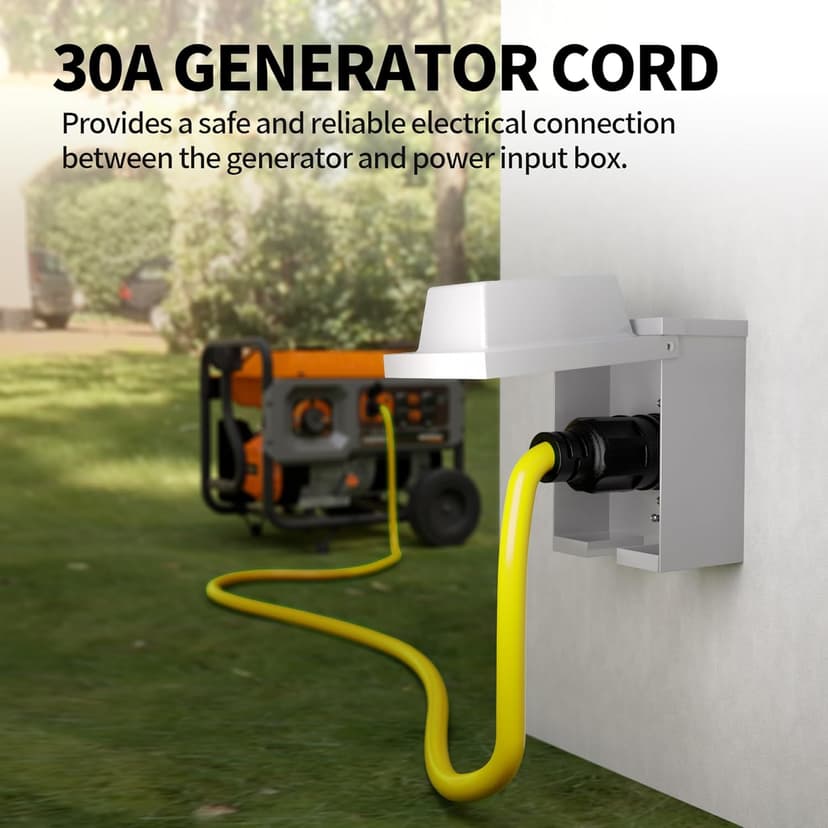 30-Amp Generator Extension Cord (35 Feet) 4-Prong 125/250V 7500W, NEMA L14-30P/L14-30R,10 Gauge STW Locking Power Cord for Transfer Switch, Portable Generators,Yellow 35ft Generator Cable