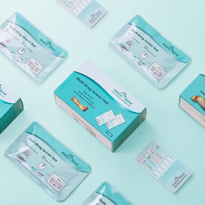 Easy@Home Multi-Drug Screen Test: Testing Amphetamine Oxazepam Cocaine Morphine Cannabinoids Home Urine Drug Testing Kits - #EDOAP-754 (5 Pack)