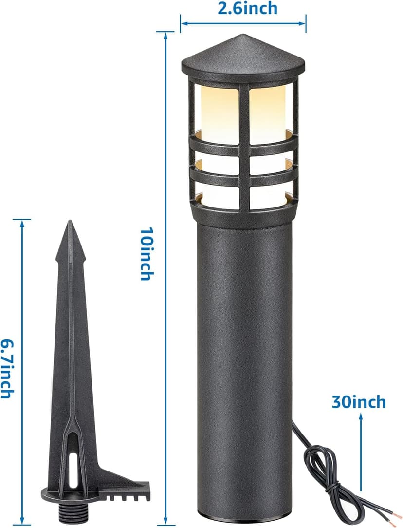 SUNVIE 12-Pack Low Voltage Landscape Pathway Lights 3W Outdoor Landscape Lighting 3000K 12-24V LED Bollard Path Lights Wired CRI 90+ Aluminum Pathway Lighting for Walkway Yard Garden, ETL Listed Cord
