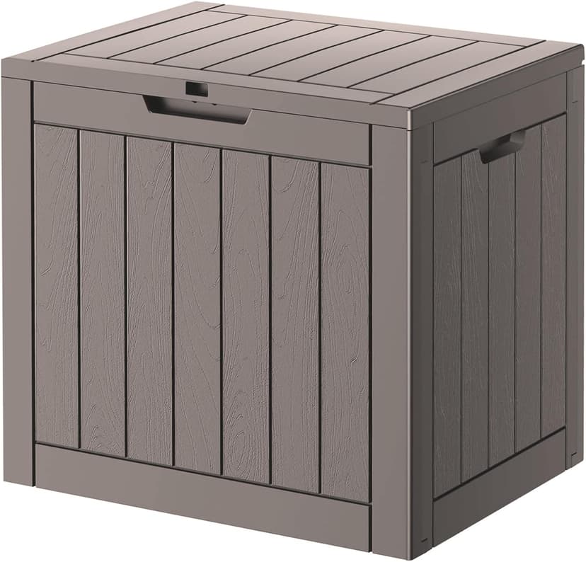 32 Gallon Deck Box Lockable Resin Indoor Outdoor Storage Box waterproof Outdoor Container for Patio Furniture, Pool Accessories, Cushions, Garden Tools, Sports Equipment