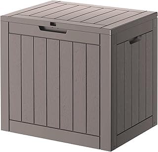 32 Gallon Deck Box Lockable Resin Indoor Outdoor Storage Box waterproof Outdoor Container for Patio Furniture, Pool Accessories, Cushions, Garden Tools, Sports Equipment