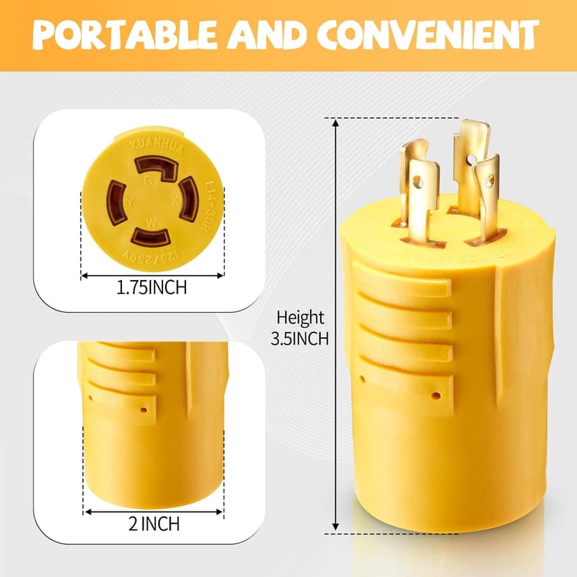 20Amp to 30Amp Adapter , L14-20P to L14-30R Twist Lock Adapter ,20 Amp 125/250V to 30 Amp Generator Plug for RV, Campsites, Household,Emergency Backup
