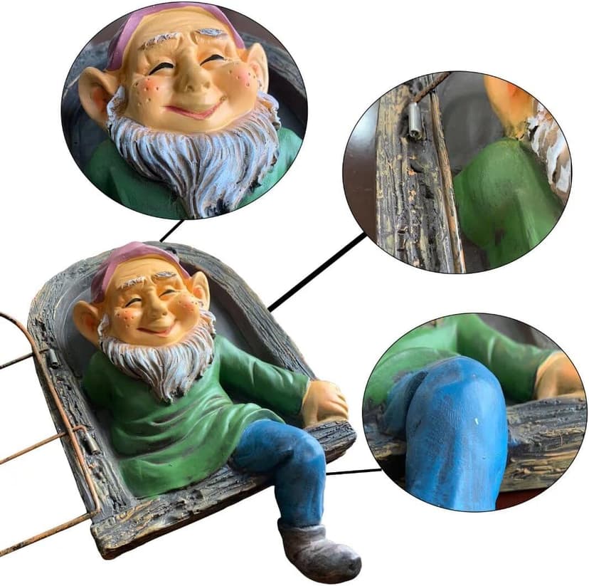 Gnome Statue Tree Face Outside Yard Art Outdoor Statue, 12 Inch Elf Out of The Window Tree Decor and Yard Decorations, Whimsical Gnomes Garden Sculptures & Statues, Fairy Tree Peeker Ornaments