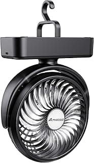 Portable Camping Fan with LED Lantern- 40H Work Time Rechargeable Battery Operated Fan with Hanging Hook for Tent Car RV Hurricane Emergency Outages Survival Kit