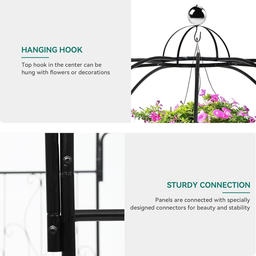 YITAHOME Birdcage Shape Garden Arch Arbors, 9.8'H x 6.8'W Pergola Pavilion for Climbing Plants Outdoor, Wedding Arches for Ceremony Party, Metal Garden Arbor for Patio, Backyard (Black)