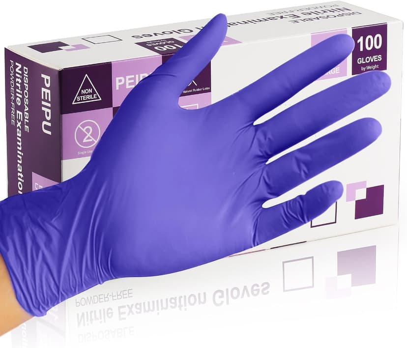 PEIPU Nitrile Gloves,Medical Exam Gloves,Disposable Cleaning Gloves,Powder Free, Latex Free,Non-Sterile Protective Gloves