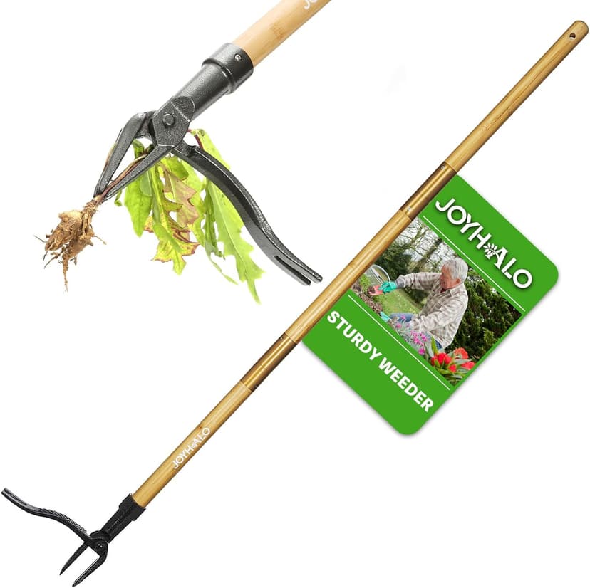 joyhalo 46" Dandelion Weed Puller Tool Stand Up Heavy Duty 4-Claw, Long Handle Weeder Tool for Yard with Steel Head, Weeding Tool Weed Picker, Weed Pulling Tool Without Bending or Kneeling