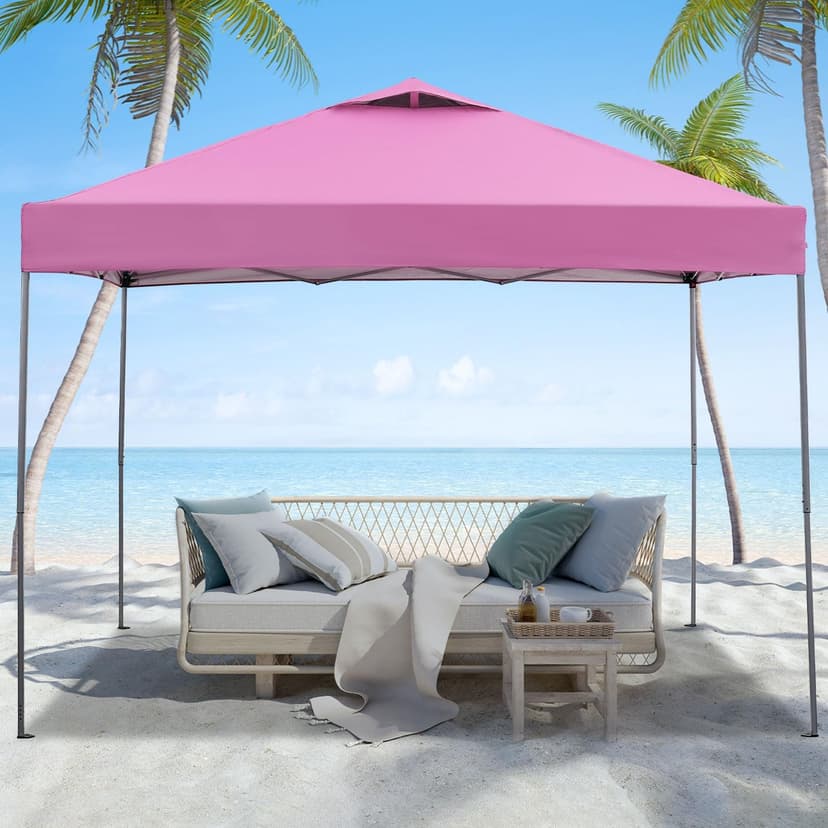 GDY 10'x10' Pop Up Canopy Tent, Outdoor Canopy Tent, Commercial Instant Gazebos, Portable Shelter Canopies, for Patio/Outdoor/Wedding Parties and Events,(Pink).