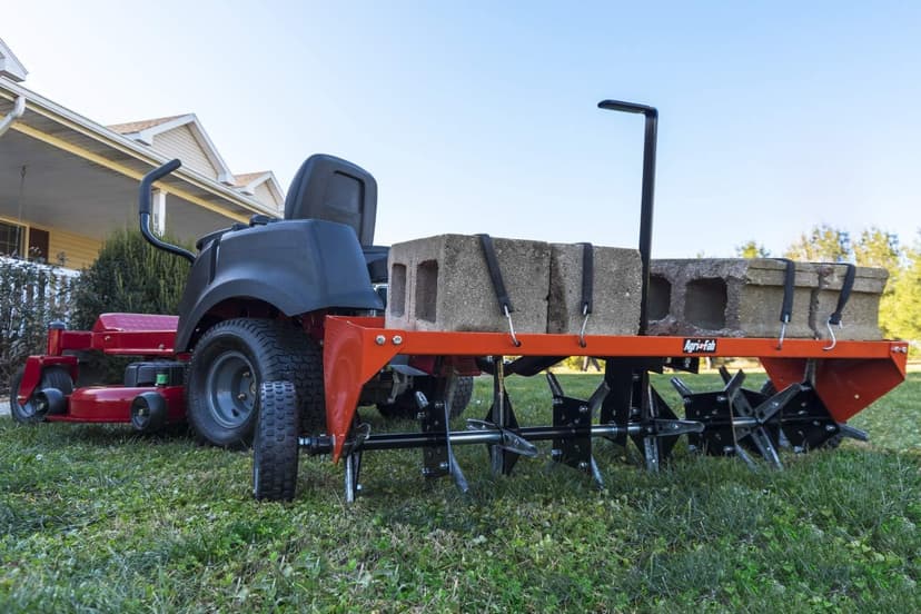 Agri-Fab 45-0299 48" Tow Behind Lawn Plug Aerator with Universal Hitch; Designed to Pull Behind Lawn & Garden Tractors
