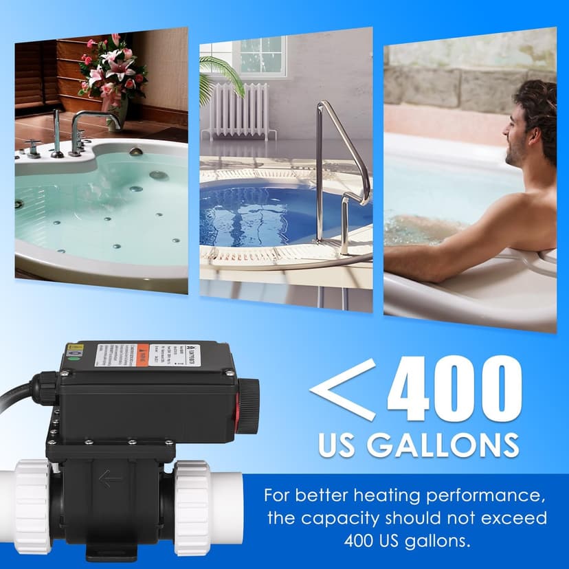 Mxmoonant 2KW 110V Hot Tub Thermostat, Spa Heater Whirlpool Bathtub Thermostat with Adjustable Temp Control for 400Gals Bathtub, Hot Tub, Spa, Small Pool (No Plug)