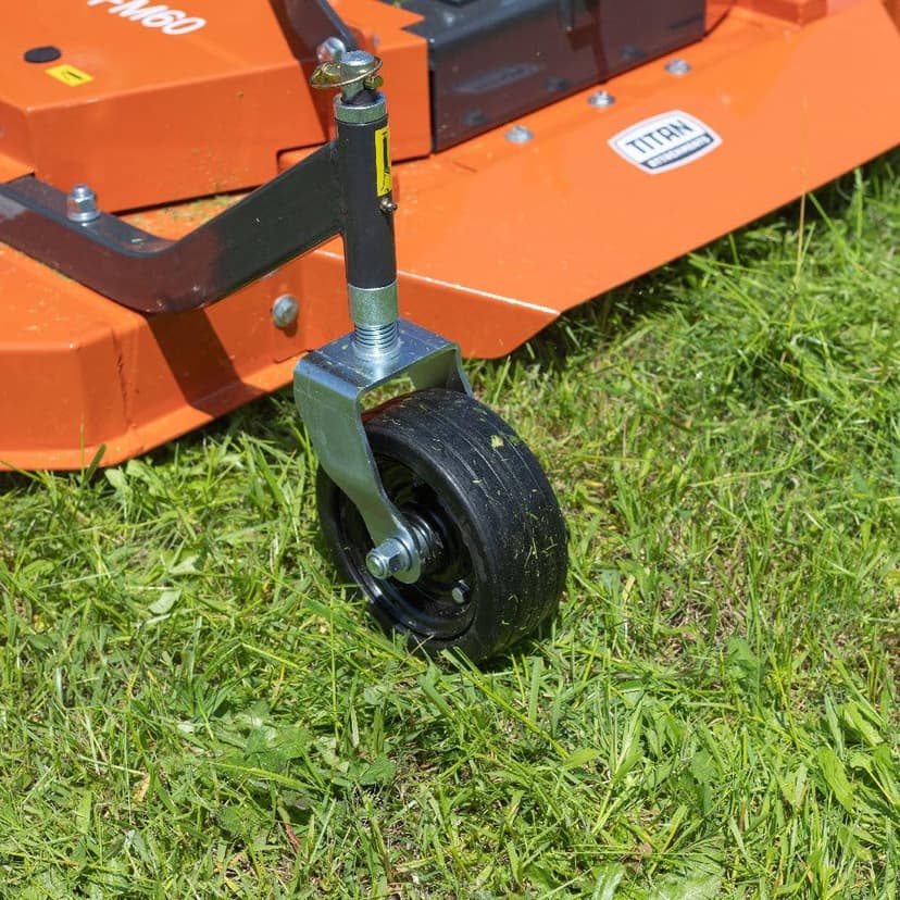 Titan Attachments 3 Point PTO Finish Mower, 60" Cutting Width, Category 1 Hitch, Rear Discharge, Requires 25-40 HP Tractor, Low-Noise Cast Iron Gearbox, Orange Finish