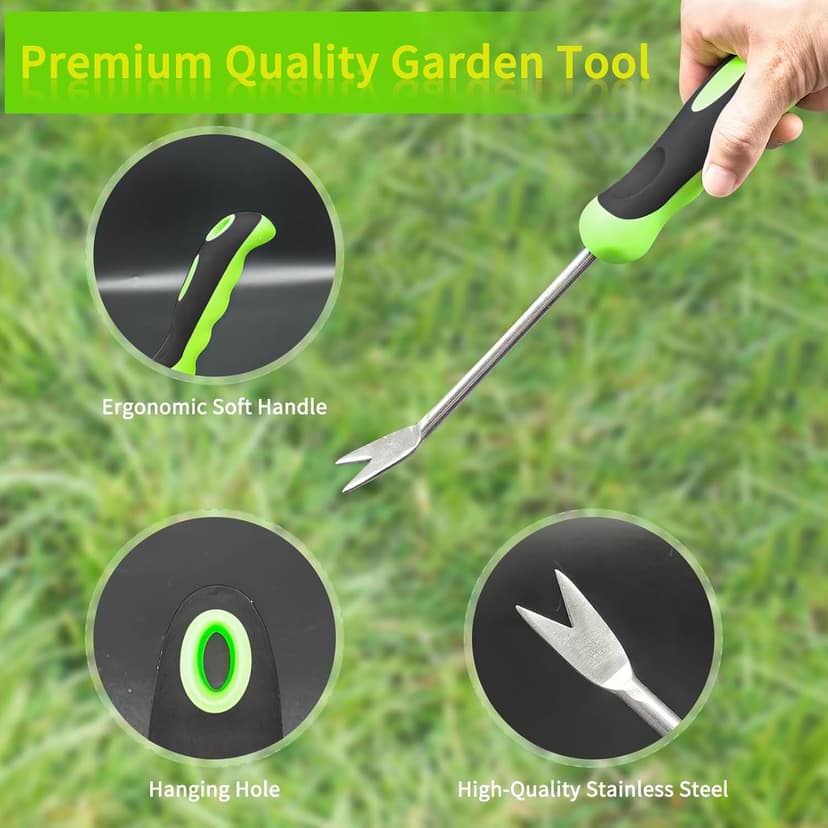 Garden Hand Weeder Tool Dandelion Weed Puller Tool with Ergonomic Handle Stainless Steel Gardening Weeding Tools Garden Weed Removal Tool for Yard Lawn Garden