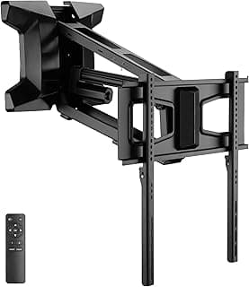 MOUNT-IT! Motorized Fireplace TV Wall Mount | Remote Control Electric Pull Down Mantel Mounting Bracket, Up to 77 Lbs Weight Capacity, Height Adjustable, Swivel, VESA 600x400 Compatible