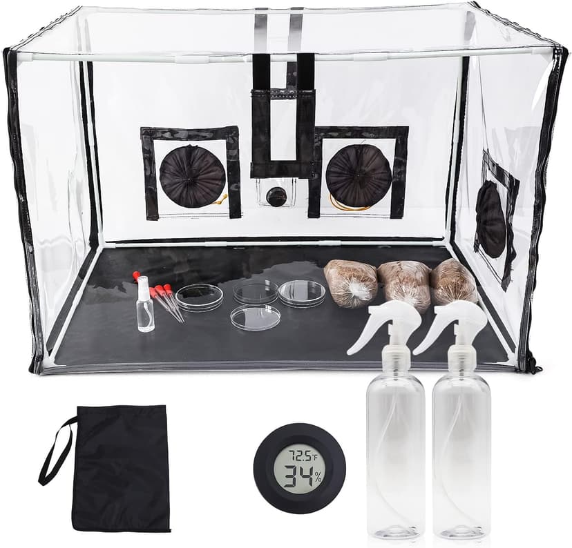 Large Still Air Box Mushroom Mycology Fume Hood Propagation StationsGrow Kit Mushroom Grow Bags Your Monotub Kit Mushroom Planting BagTent for Spores Horticulture Supplies （31.5 * 20.5 * 20.5inch）