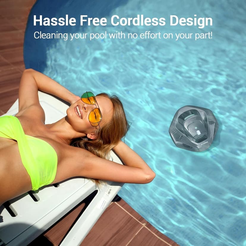 AIPER Cordless Robotic Pool Cleaner, Pool Vacuum with Self-Parking Technology, Portable, Ideal for Above-Ground Flat Pool up to 40 Feet, Grey (Renewed)