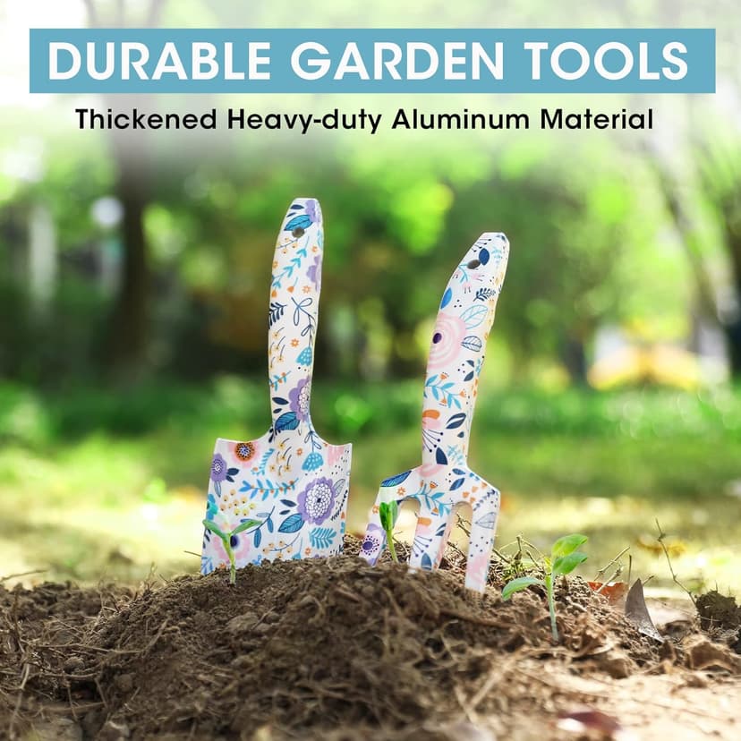 WORKPRO Aluminum Garden Tool Set, 4PCS Heavy Duty Hand Garden Tools with Box Include Trowel, Rake, Pruner, Garden Gloves, Garden Gifts