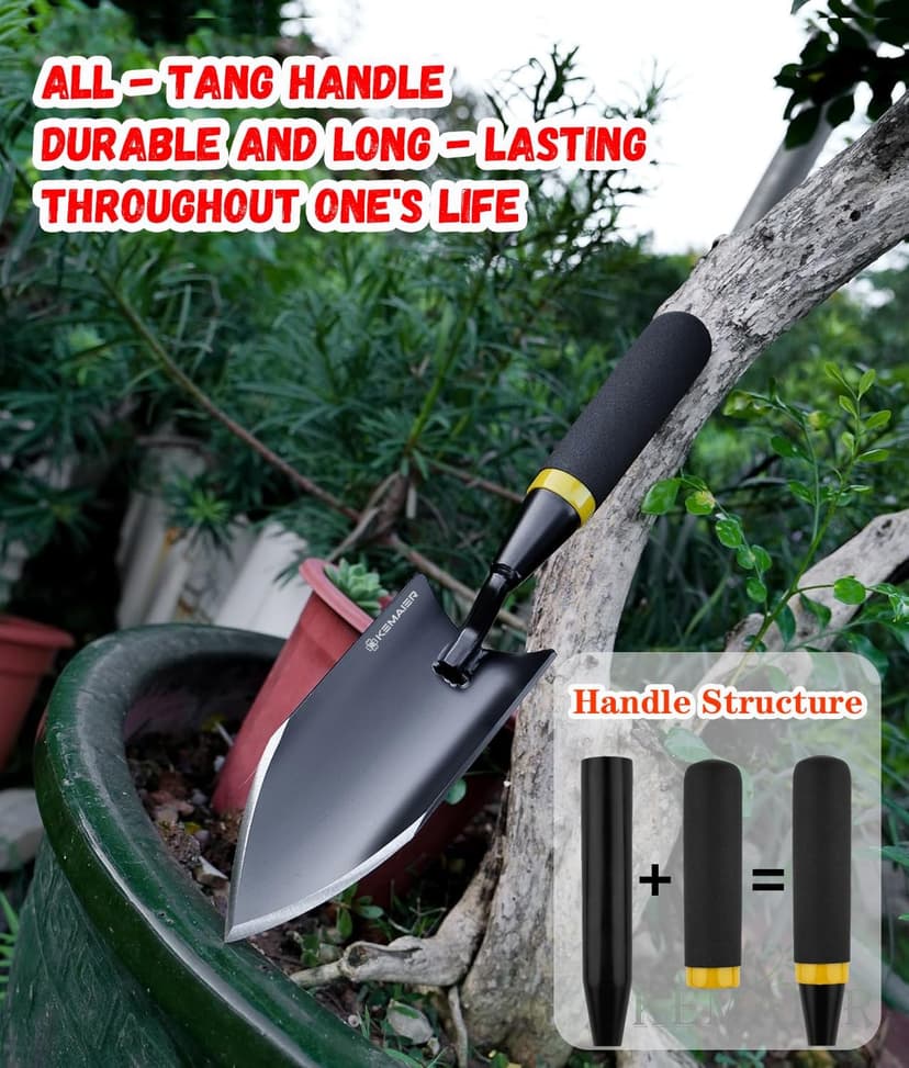 Garden Shovel - Heavy Duty Gardening Hand Trowel, Carbon Steel Garden Trowel with Rubberized Handle, Trowel Garden Tool for Diligent Farmer Soil Planting Digging Transplanting