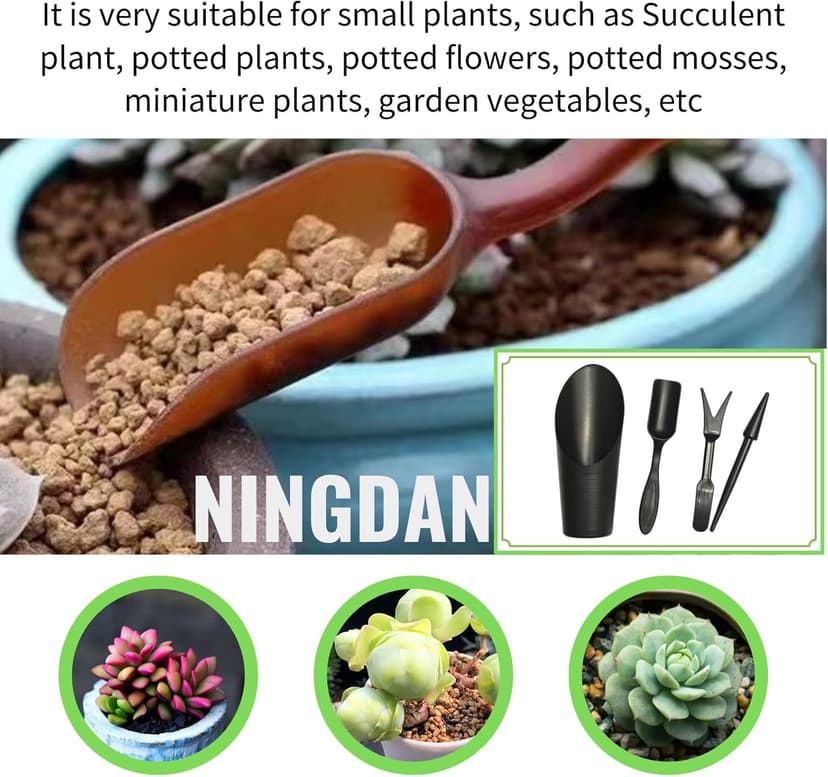 Garden Shovel Hand Tools Transplanting Potting Bonsai Soil Scoop Plastic Succulent Kits,Mini Garden Plant Care Shovel Soil (Black)