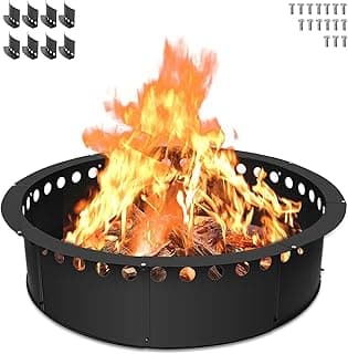 30 inch Fire Pit Ring for Outside, Large Smokeless Firepit Insert, Fire Ring for Camping, Wood Burning Fire Pit Rim, DIY Fire Rings for Yard/Garden Bonfires, Outdoor Fireplace