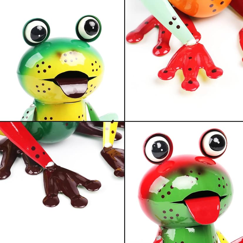 Metal Garden Decor Yard Art for Outside Set of 2 Cute Big Frogs Lawn Patio Ornaments Backyard Decorations Garden Gifts for Mom - (Yellow,Green)