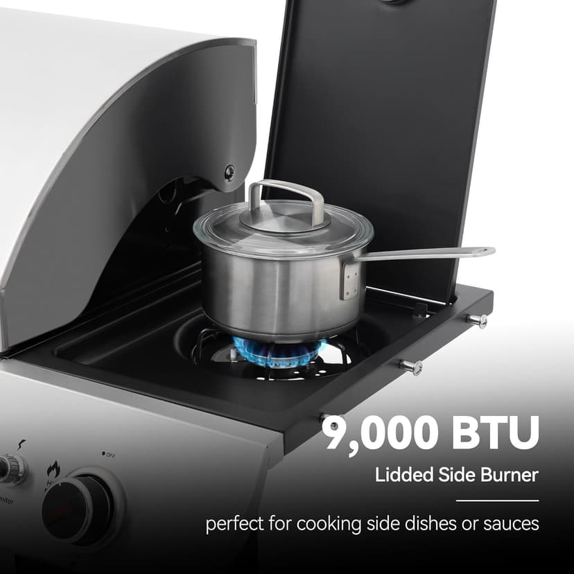 Royal Gourmet SG5002 5-Burner Propane Gas Grill with Sear Burner & Side Burner, Stainless Steel Cabinet Style Gas Grill with 61,000 BTUs Output for Outdoor Patio Garden Backyard Cooking, Silver