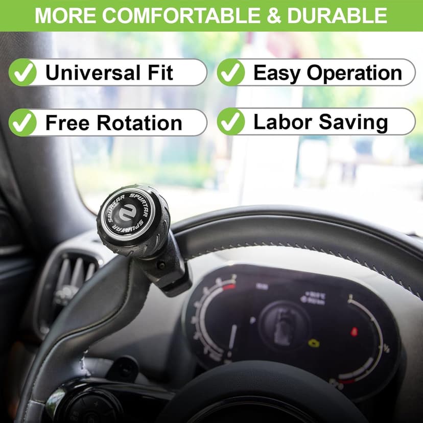 Spurtar Steering Wheel Knob Spinner, 2Pack Universal Car Suicide Knob Power Handle Spinner Fit for Cars, Truck, Forklift, Mower, Tractor, Boat, Golf Cart – Black