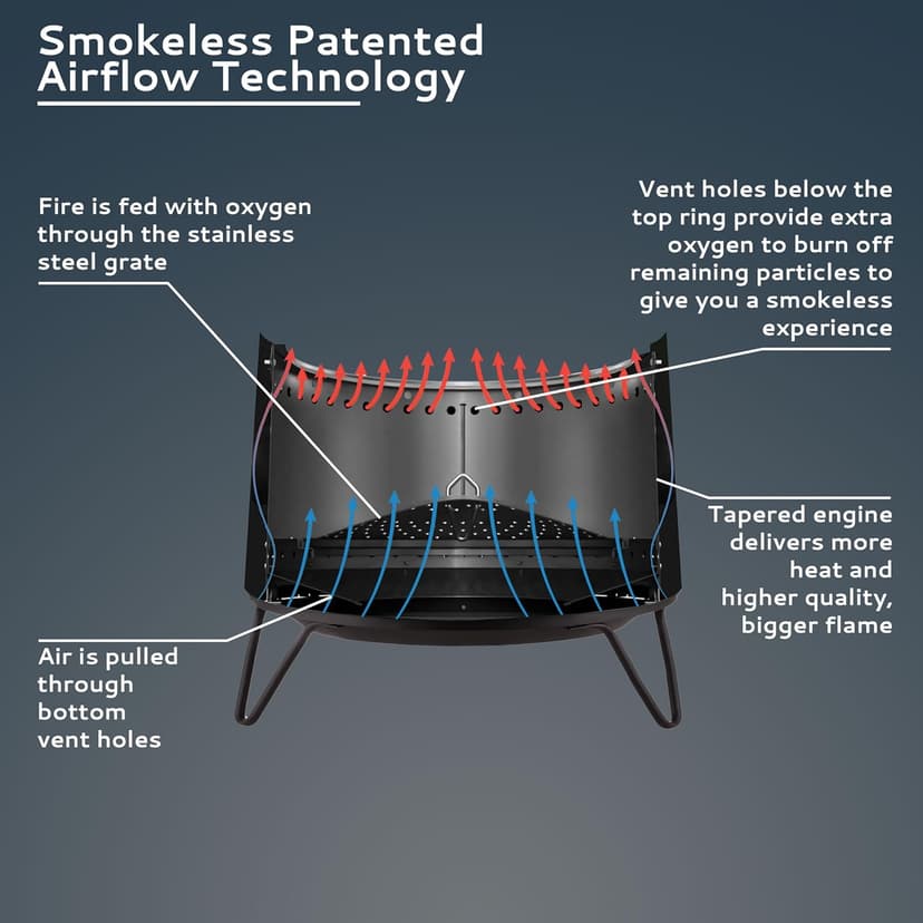 TIKI 20-Inch Smokeless Social Fire Pit, Portable Outdoor Fire Pit with Removable Ash Base, Stand & Cloth Cover – Modern Wood Burning Fire Pit for Patio, Backyard, and Gatherings