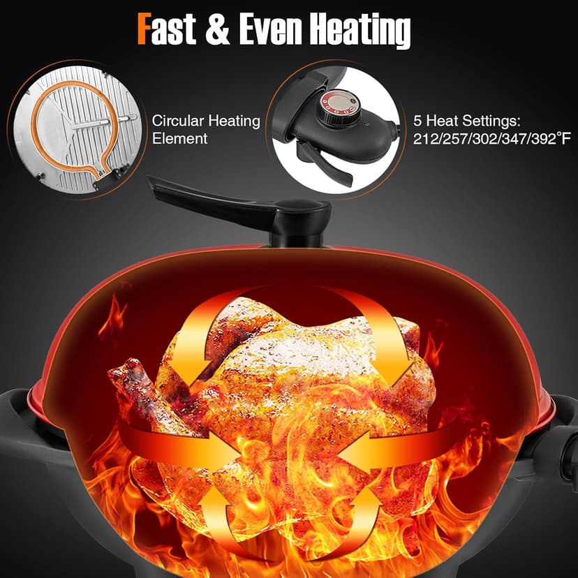Giantex Electric Grill Indoor Outdoor, Non-stick Grill Griddle Plate, 3 Cooking Zones, Temperature Control, Drip Tray, 1350W 200sq.in BBQ Grill for Balcony Apartments Backyard Party Camping (Red)