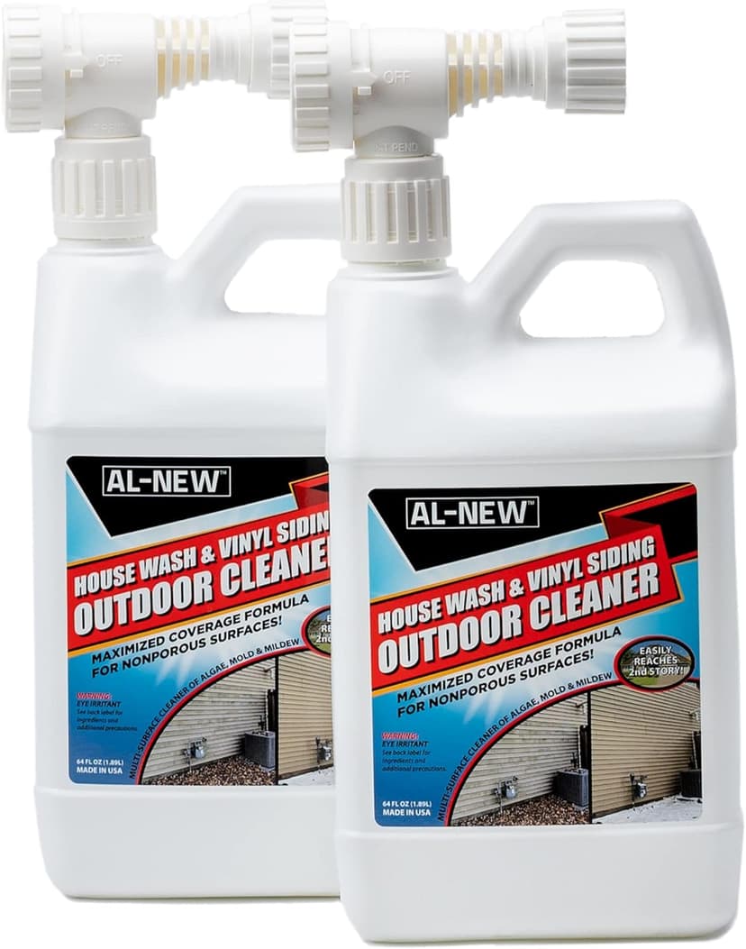 AL-NEW Outdoor Cleaner | Versatile Outdoor Cleaner 64oz Hose End Sprayer (Pack of 2) (House Wash & Vinyl Siding Outdoor Cleaner)