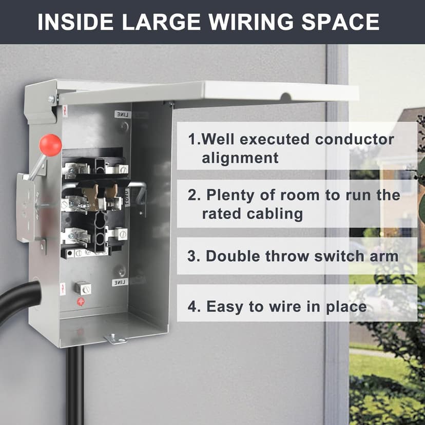 Generator Transfer Switch 100A, Manual Transfer Switch for Home Generator, Heavy Duty Double-Throw 120/240V,24000W for Indoor Outdoor Use,NEMA 4X Standards