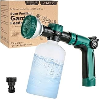 VENETIO 8-Dial Hose End Sprayer for Liquid Fertilizer/Soap | Precision Lawn, Yard & Garden Feeder with 16oz Bottle for Uniform Fertilizing and Watering Plants | Car, Dog Wash Hose Attachment Nozzle