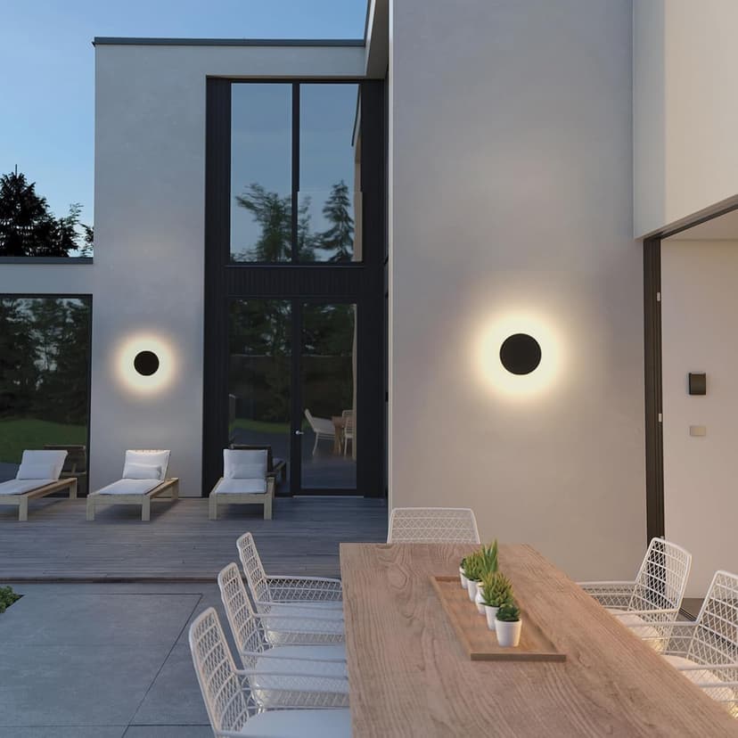 2 Packs LED Wall Light Outdoor Indoor Modern Wall Sconce Mini Wall Sconce Outdoor Wall Lights Aluminum Waterproof Black Wall Mount Light LED Wall Sconces Warm White 3000K (Round)