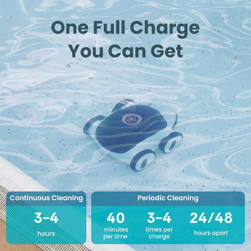 (2025 Upgrade)Higgsinno Cordless Robotic Pool Cleaner, Automatic Pool Robot Vacuum with App, Lasts up to 240 Mins, Ultra-fine Dual Filter Ideal for Above/In-Ground Pool up to 1,076 Sq.ft, ezSpirit 01