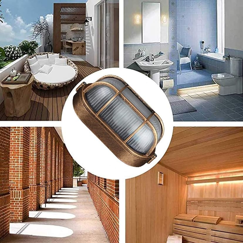 2 Pack Outdoor Oval Wall Lights, 8.3" Nautical Bulkhead Light, Flush Mount for Wall or Ceiling, Aluminum with Frosted Glass Wall Sconce Sauna Lamp, E26 Base Wall Lighting, Sconce for Garage Terrace